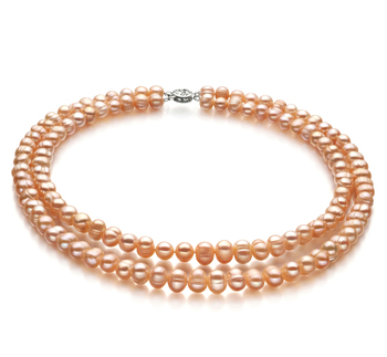 6-7mm di Perle Acqua Dolce Collana en Jara Rosa