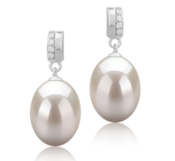 9-10mm di Perle Acqua Dolce Orecchini en Karley Bianco