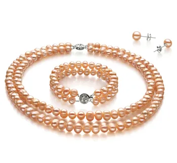 6-7mm di Perle Acqua Dolce Parure en Kayra Rosa