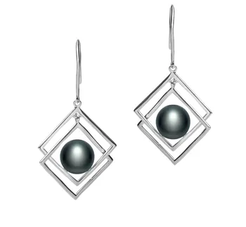 8-9mm di Perle Acqua Dolce Orecchini en Lilian Nero