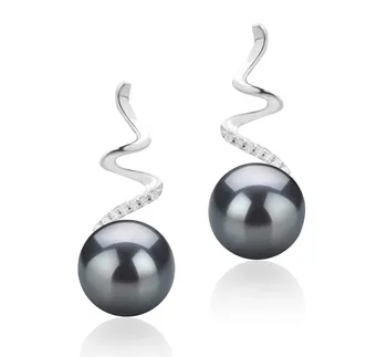 8-9mm di Perle Acqua Dolce Orecchini en Lolita Nero