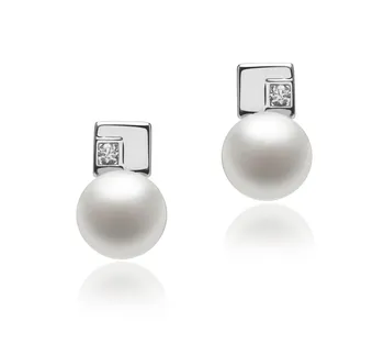 8-9mm di Perle Acqua Dolce Orecchini en Lecca lecca Bianco