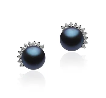 7-8mm di Perle Acqua Dolce Orecchini en Louisa Nero