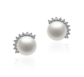 7-8mm di Perle Acqua Dolce Orecchini en Louisa Bianco