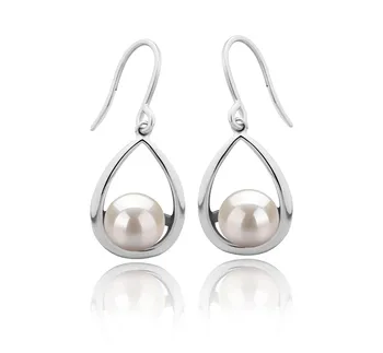 7-8mm di Perle Acqua Dolce Orecchini en Marcia Bianco