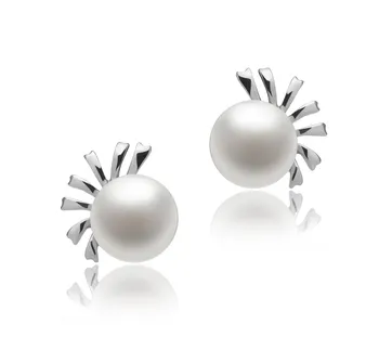 7-8mm di Perle Acqua Dolce Orecchini en Marissa Bianco