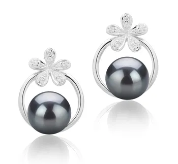 7-8mm di Perle Acqua Dolce Orecchini en Molly Nero