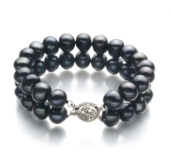 8-9mm A Quality di Perle Acqua Dolce Bracciale in Nero