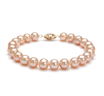 7-8mm AA Quality di Perle Acqua Dolce Bracciale in Rosa