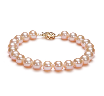 7-8mm AAA Quality di Perle Acqua Dolce Bracciale in Rosa