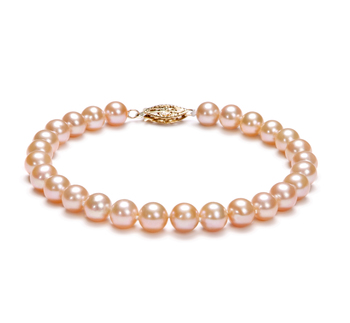 6-7mm AA Quality di Perle Acqua Dolce Bracciale in Rosa