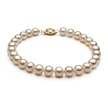 6-7mm AA Quality di Perle Acqua Dolce Bracciale in Bianco