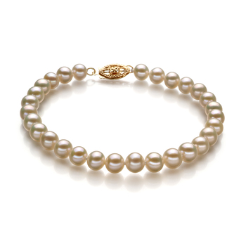 5-5.5mm AA Quality di Perle Acqua Dolce Bracciale in Bianco