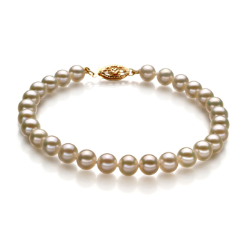 5-5.5mm di Perle Acqua Dolce Bracciale en Bianco