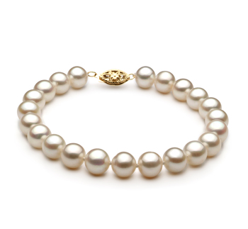 7.5-8.5mm di Perle Acqua Dolce Bracciale en Bianco