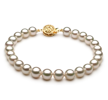 6.5-7mm AAA Quality Akoya Giapponese Bracciale in Bianco