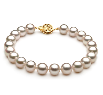 7.5-8mm AA Quality Akoya Giapponese Bracciale in Bianco