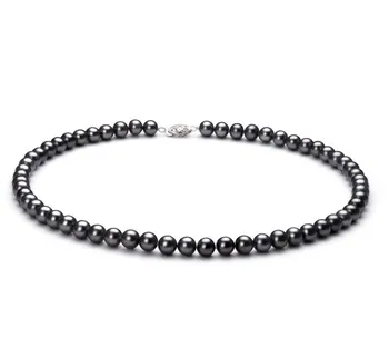 6-7mm di Perle Acqua Dolce Collana en Nero