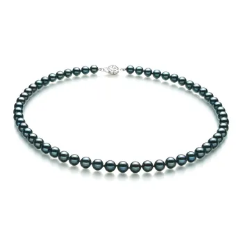 6.5-7mm Akoya Giapponese Collana en Nero