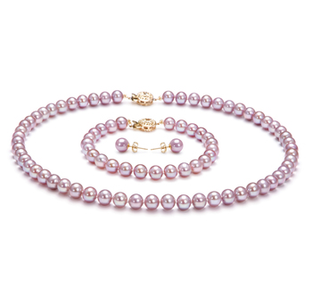 6-6.5mm di Perle Acqua Dolce Parure en Lavanda