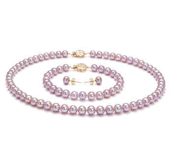 6-6.5mm di Perle Acqua Dolce Parure en Lavanda