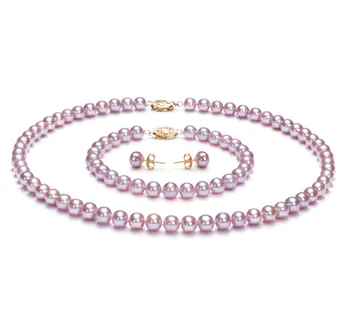 6-6.5mm di Perle Acqua Dolce Parure en Lavanda