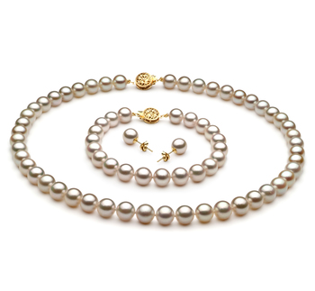 7.5-8mm Akoya Giapponese Parure en Bianco