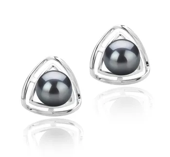 6-7mm di Perle Acqua Dolce Orecchini en Rowan Nero