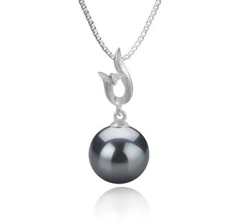 9-10mm Di Tahiti Pendente en Samantha Nero
