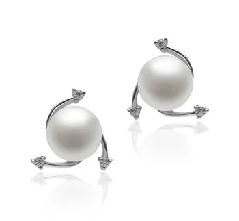 7-8mm di Perle Acqua Dolce Orecchini en Selene Bianco