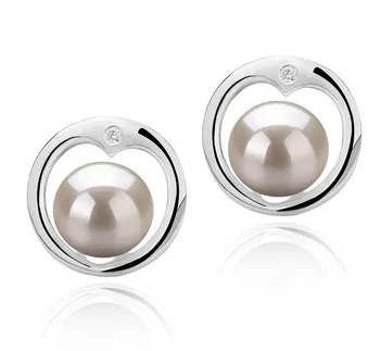 6-7mm di Perle Acqua Dolce Orecchini en Sharon Bianco