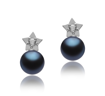 7-8mm AAAA Quality di Perle Acqua Dolce Orecchini in Star Nero