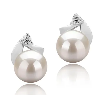 5-6mm di Perle Acqua Dolce Orecchini en Tanita Bianco