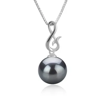 9-10mm Di Tahiti Pendente en Valena Nero