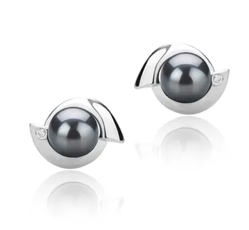 6-7mm di Perle Acqua Dolce Orecchini en Zorina Nero